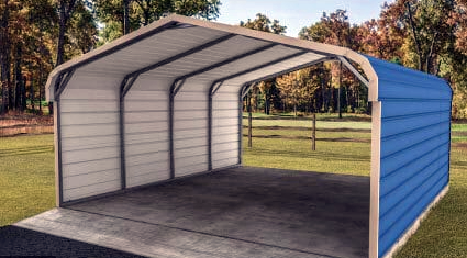 Large, Sided, Partially Enclosed Carport
