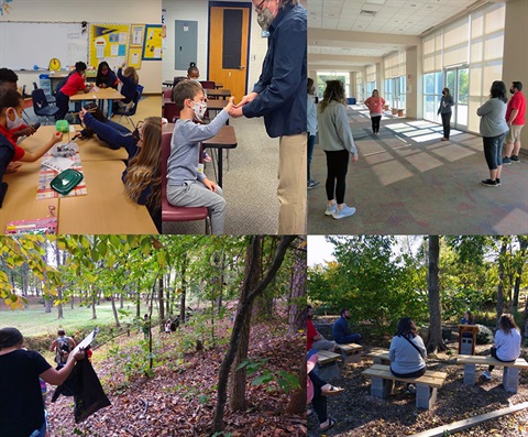 collage of education programs in classroom and outside