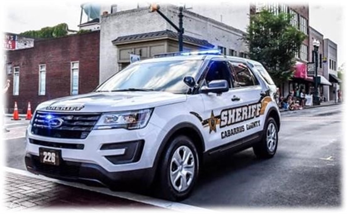 Cabarrus County Sheriff Vehicle Stopped in the Road
