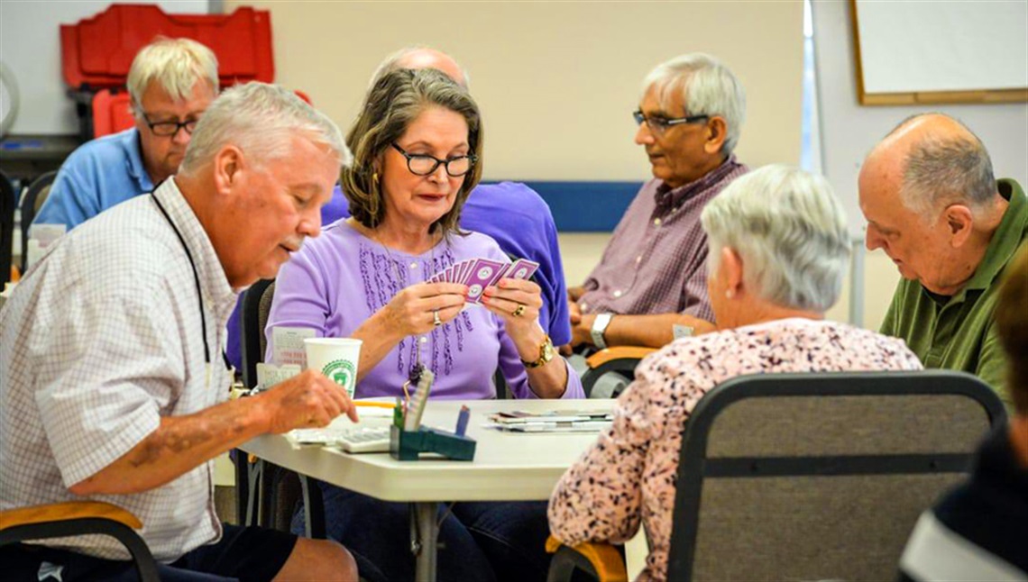 Groups Playing Cards at the Mt. Pleasant Senior Center